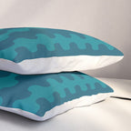 Contemporary Wavy Ogee A-Go-Go Vertical Stripes Pattern in Teal Pillow Sham Gallery Image 3