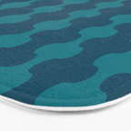 Contemporary Wavy Ogee A-Go-Go Vertical Stripes Pattern in Teal Bath Mat Gallery Image 3