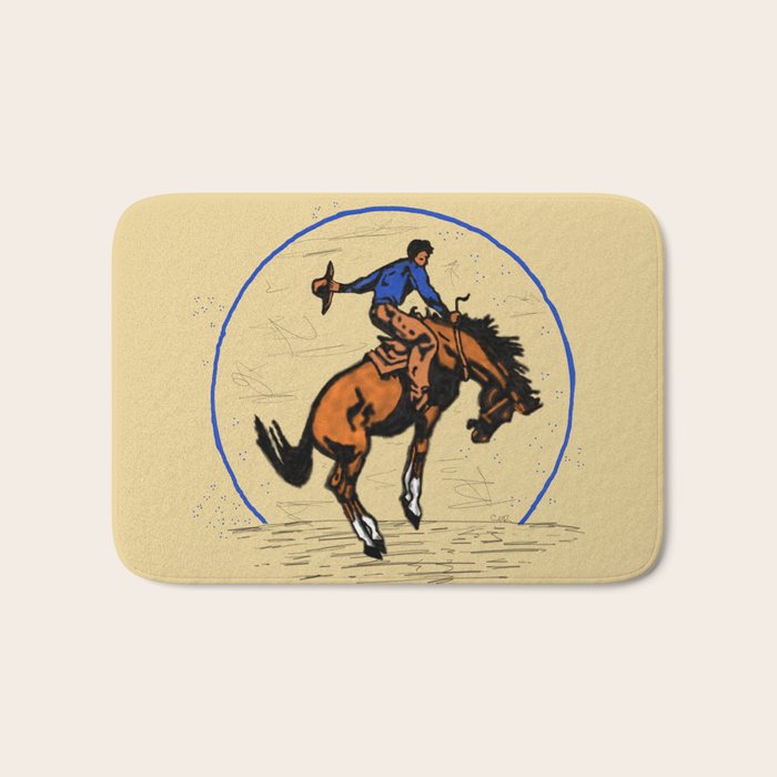 Full Moon Bronc & Cowboy Bath Mat Gallery Image 1