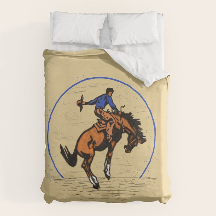 Full Moon Bronc & Cowboy Duvet Cover Gallery Image 6