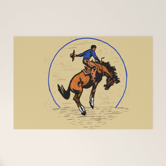 Full Moon Bronc & Cowboy Welcome Mat Gallery Image 1