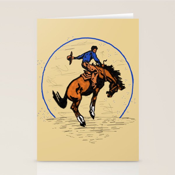 Full Moon Bronc & Cowboy Stationery Card Gallery Image 2