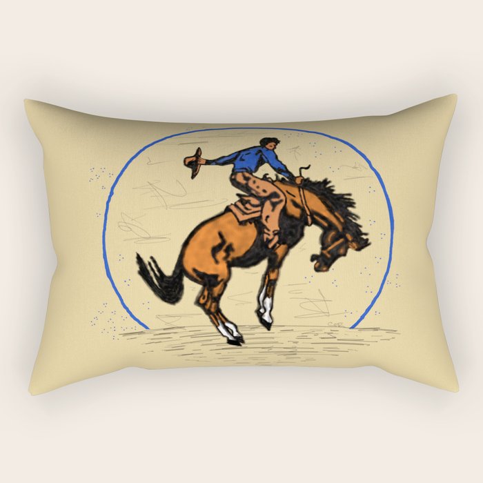 Full Moon Bronc & Cowboy Rectangular Pillow Gallery Image 2