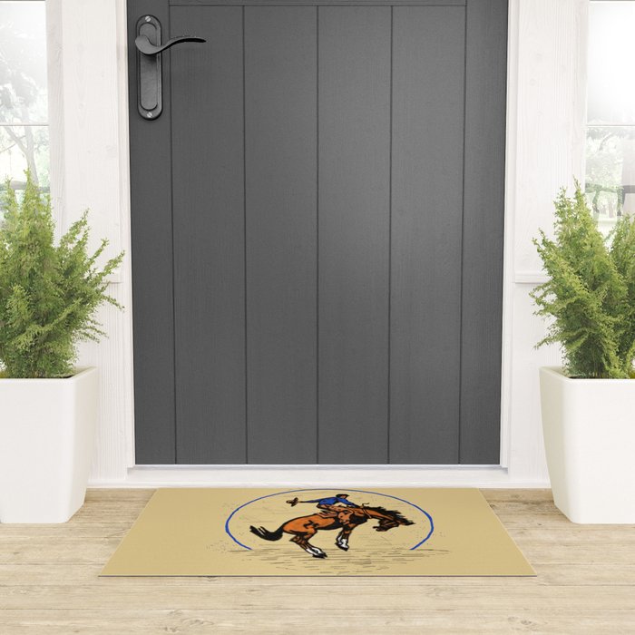 Full Moon Bronc & Cowboy Welcome Mat Gallery Image 3