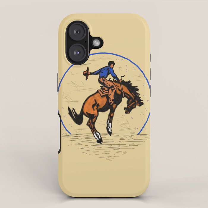 Full Moon Bronc & Cowboy iPhone Case Gallery Image 1