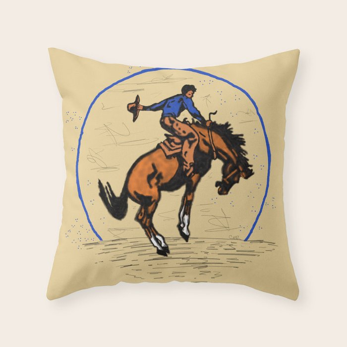 Full Moon Bronc & Cowboy Throw Pillow Gallery Image 6