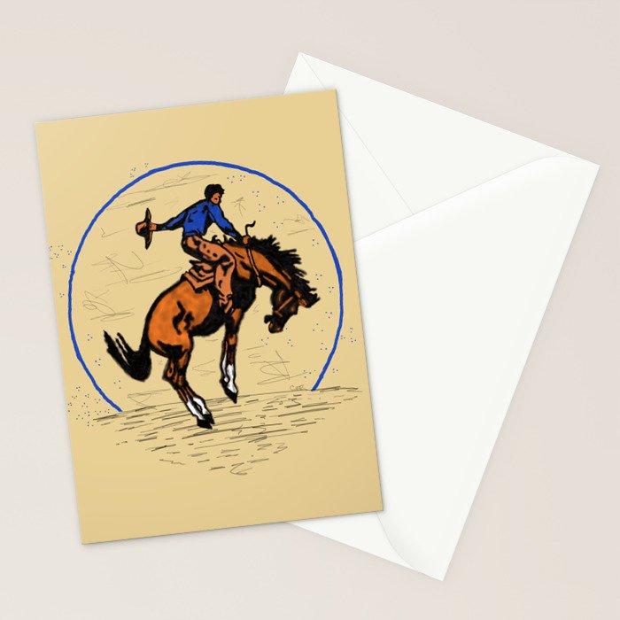 Full Moon Bronc & Cowboy Stationery Card Gallery Image 2
