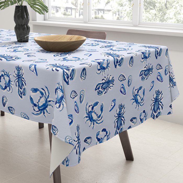Blue and White Sea Life Tablecloth Gallery Image 3