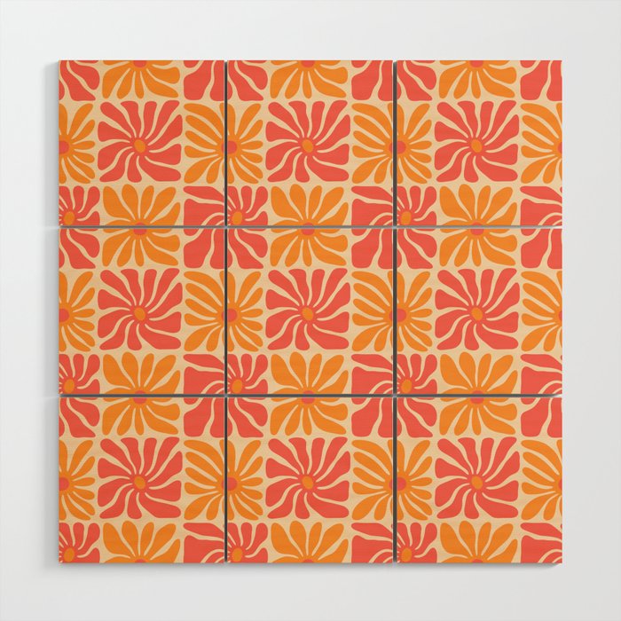 Vintage hippie flower art pattern Wood Wall Art Gallery Image 1