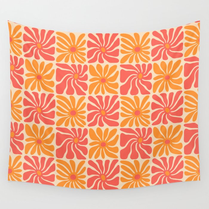 Vintage hippie flower art pattern Wall Tapestry Gallery Image 1