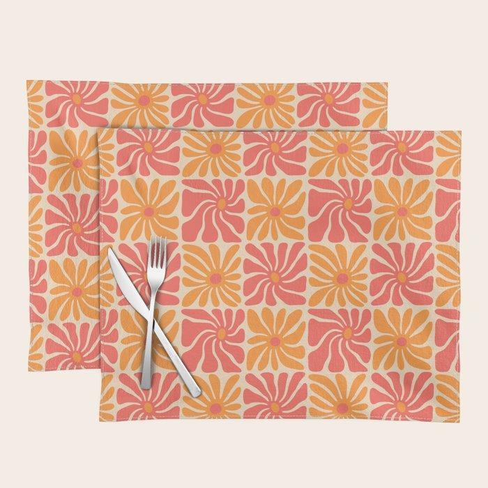 Vintage hippie flower art pattern Placemat Gallery Image 1