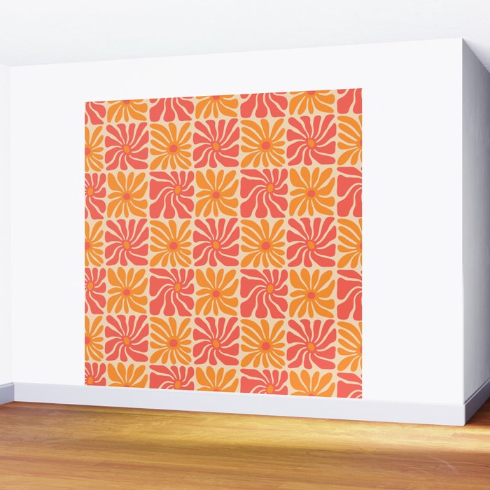 Vintage hippie flower art pattern Wall Mural Gallery Image 2