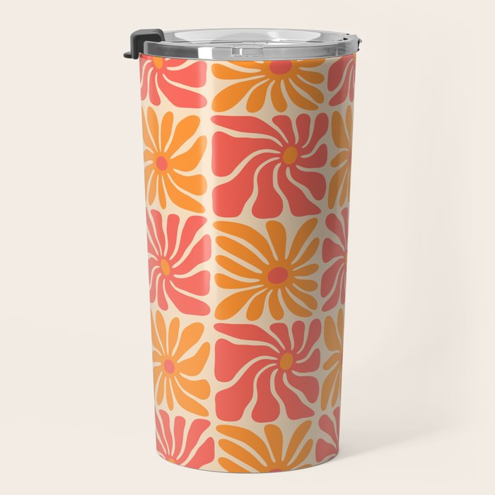 Vintage hippie flower art pattern Travel Mug Gallery Image 3