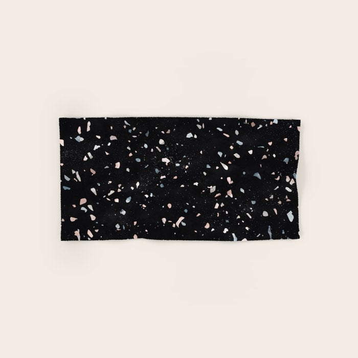 Terrazzo Memphis black galaxy Bath Towel Gallery Image 1