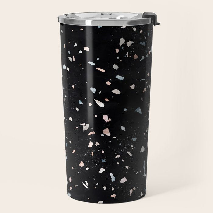 Terrazzo Memphis black galaxy Travel Mug Gallery Image 2