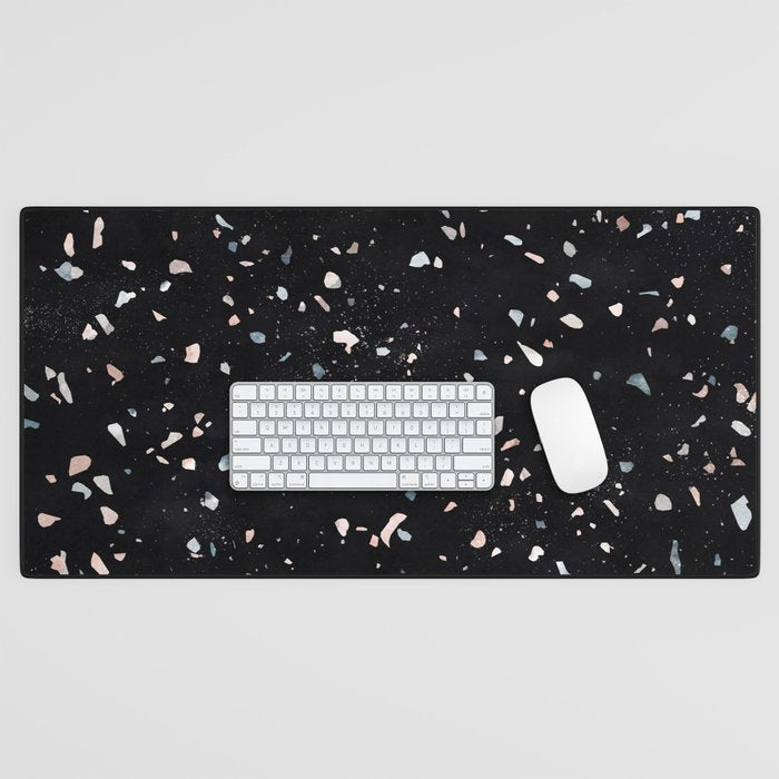Terrazzo Memphis black galaxy Desk Mat Gallery Image 1