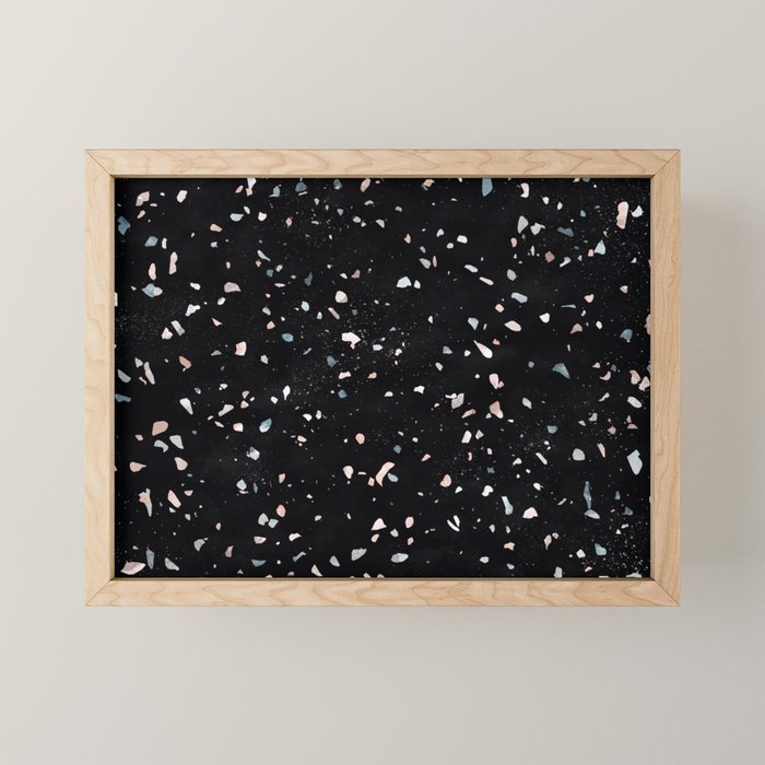 Terrazzo Memphis black galaxy Mini Art Print Gallery Image 1
