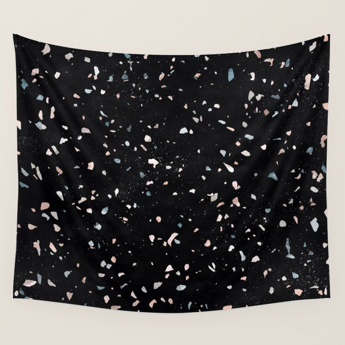 Terrazzo Memphis black galaxy Wall Tapestry Gallery Image 1