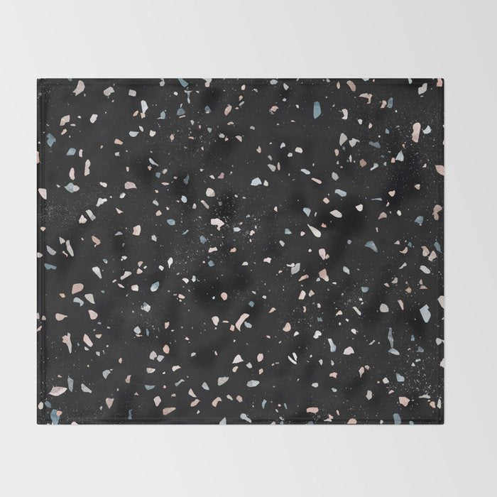 Terrazzo Memphis black galaxy Throw Blanket Gallery Image 2