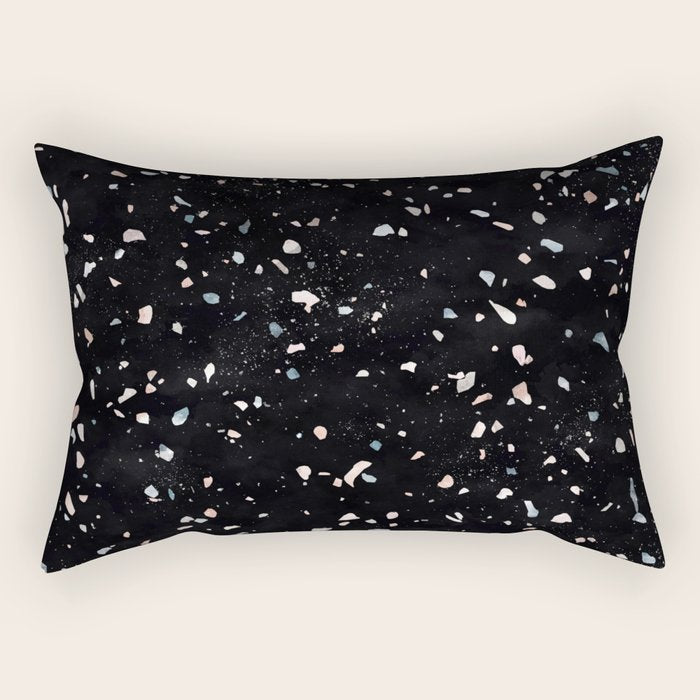 Terrazzo Memphis black galaxy Rectangular Pillow Gallery Image 2