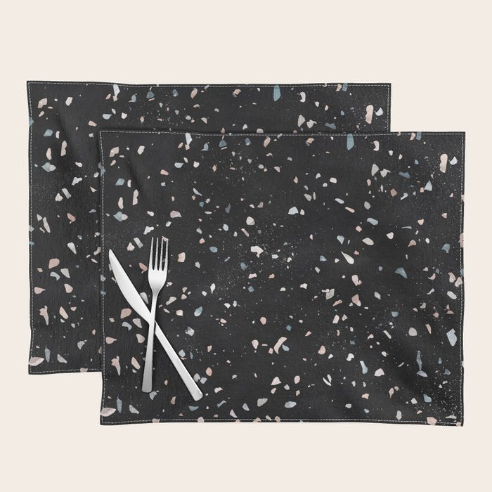Terrazzo Memphis black galaxy Placemat Gallery Image 1