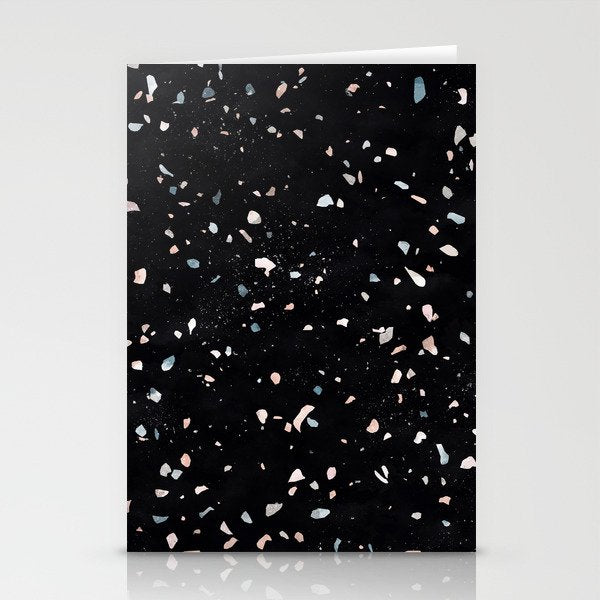Terrazzo Memphis black galaxy Stationery Card Gallery Image 2