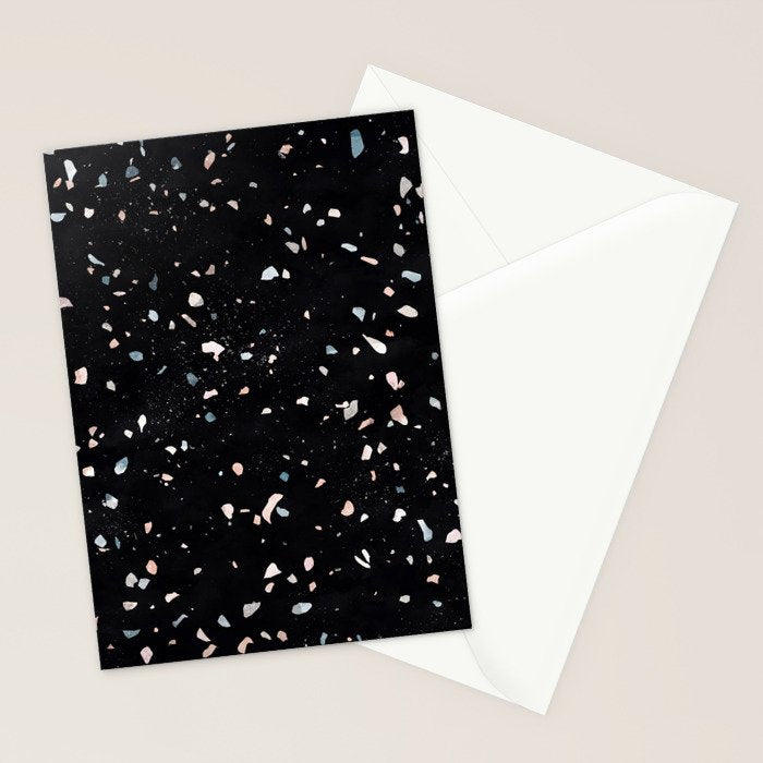 Terrazzo Memphis black galaxy Stationery Card Gallery Image 2