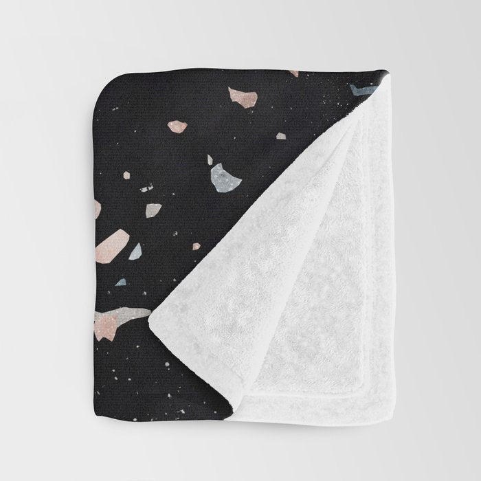 Terrazzo Memphis black galaxy Throw Blanket Gallery Image 3