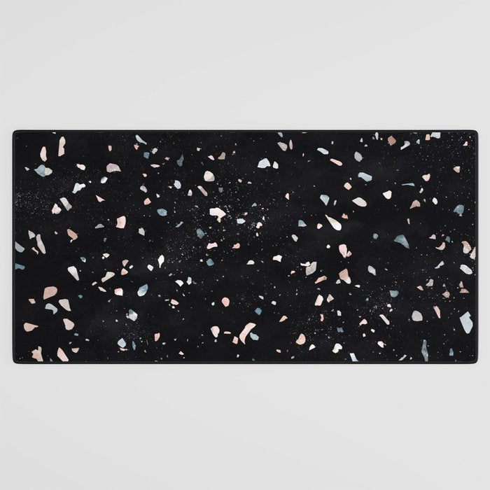 Terrazzo Memphis black galaxy Desk Mat Gallery Image 3