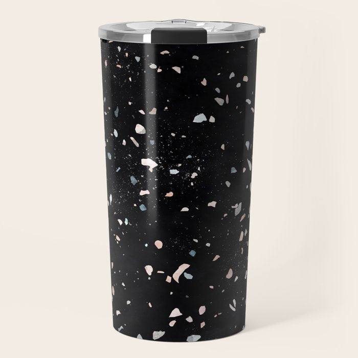 Terrazzo Memphis black galaxy Travel Mug Gallery Image 1