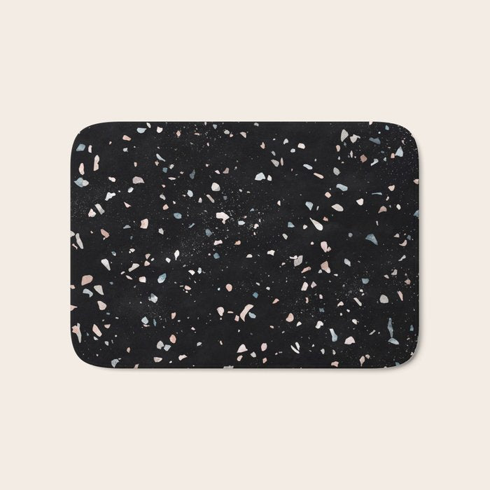 Terrazzo Memphis black galaxy Bath Mat Gallery Image 1