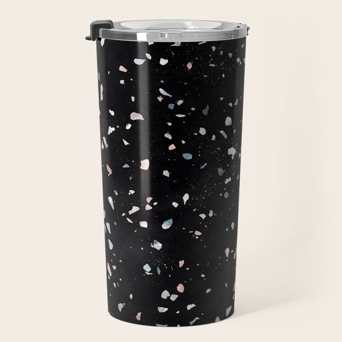 Terrazzo Memphis black galaxy Travel Mug Gallery Image 3