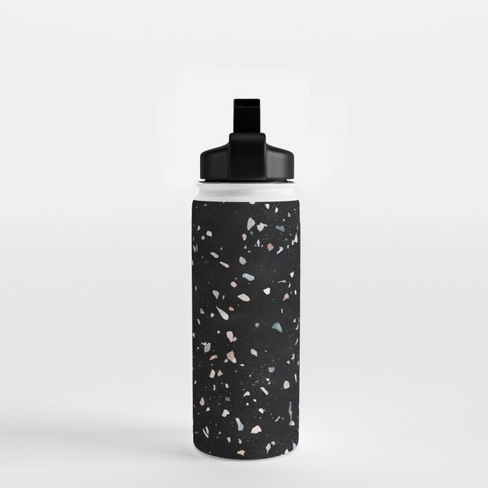 Terrazzo Memphis black galaxy Water Bottle Gallery Image 2