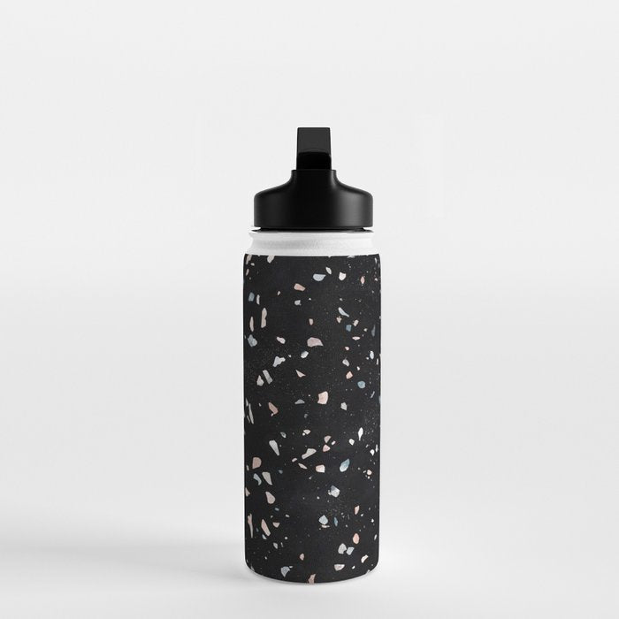 Terrazzo Memphis black galaxy Water Bottle Gallery Image 3