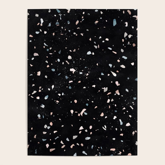 Terrazzo Memphis black galaxy Poster Gallery Image 1