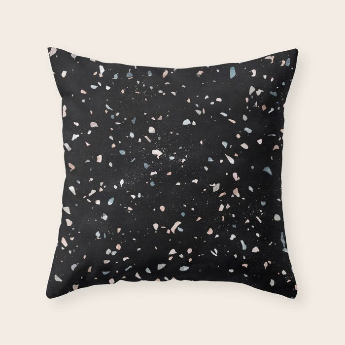 Terrazzo Memphis black galaxy Throw Pillow Gallery Image 6