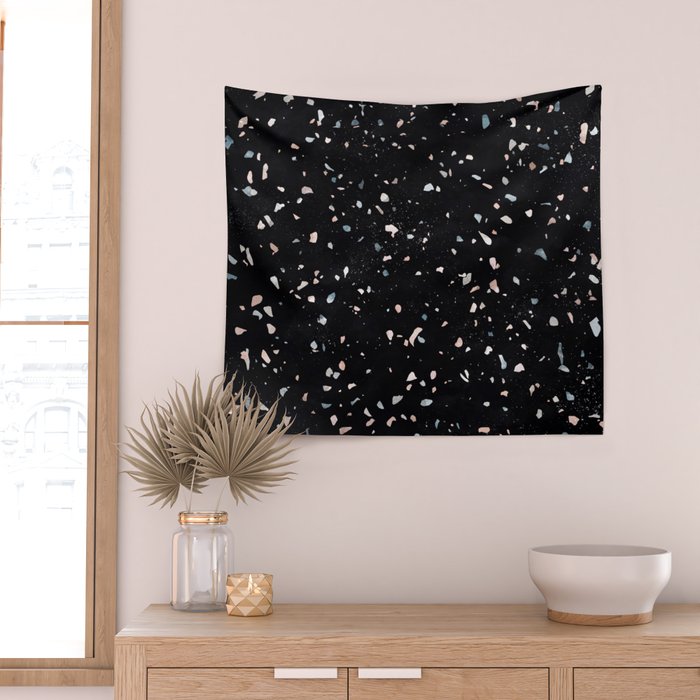 Terrazzo Memphis black galaxy Wall Tapestry Gallery Image 2