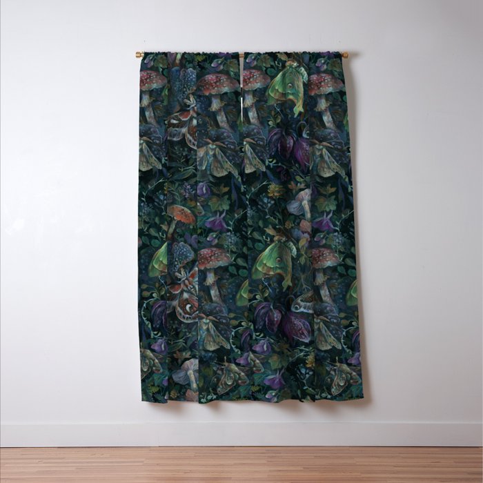 Atlas Moth  Mushroom Night Window Curtain Gallery Image 3