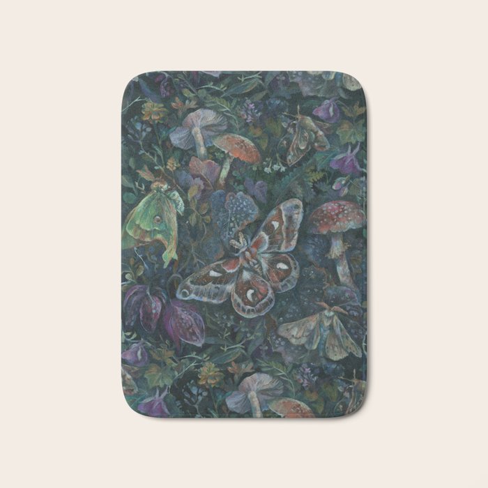 Atlas Moth  Mushroom Night Bath Mat Gallery Image 1