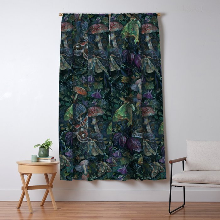 Atlas Moth  Mushroom Night Window Curtain Gallery Image 5