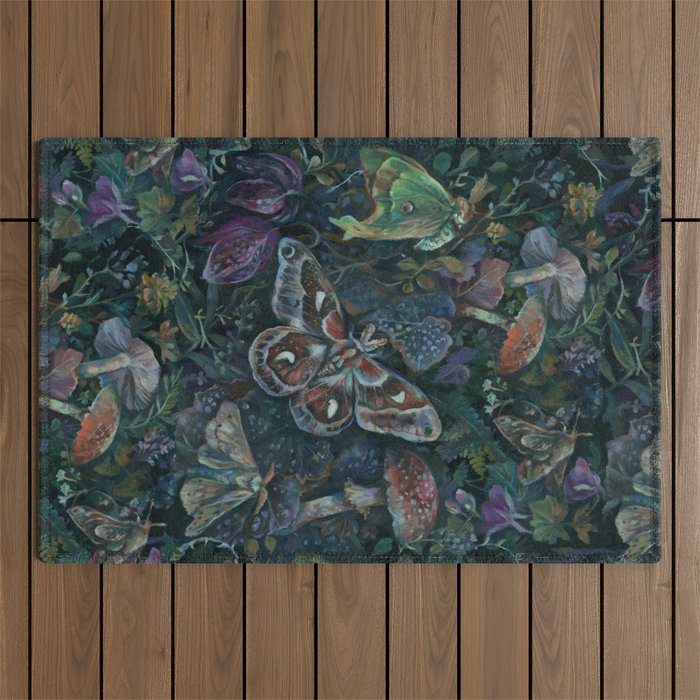 Atlas Moth  Mushroom Night Outdoor Rug Gallery Image 1