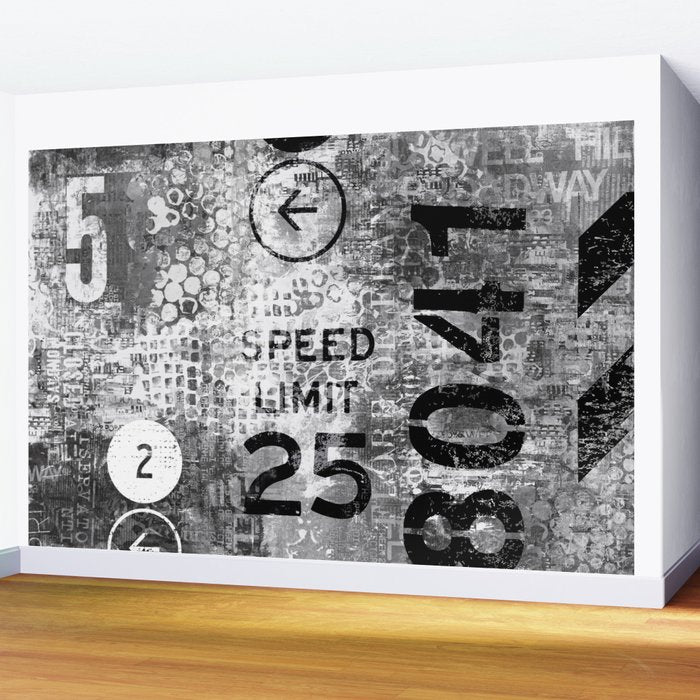 Urban Street Art Numbers And Text Fragments Wall Mural Gallery Image 2