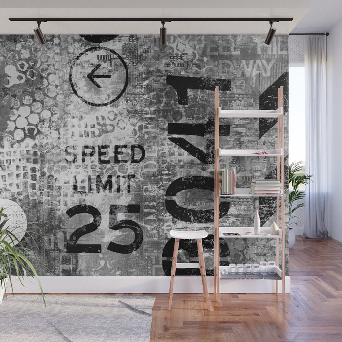 Urban Street Art Numbers And Text Fragments Wall Mural Gallery Image 1