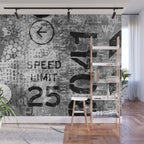 Urban Street Art Numbers And Text Fragments Wall Mural Gallery Image 1
