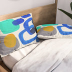 Mid Century Modern Abstract Minimalist Fun Colorful Shapes Marine Green Retro Vintage Fun Shapes Pillow Sham Gallery Image 2