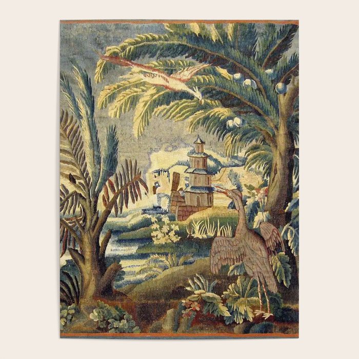 Antique 17th Century Flemish Chinoiserie Temple Landscape Tapestry Poster Gallery Image 4