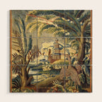 Antique 17th Century Flemish Chinoiserie Temple Landscape Tapestry Wood Wall Art Gallery Image 1
