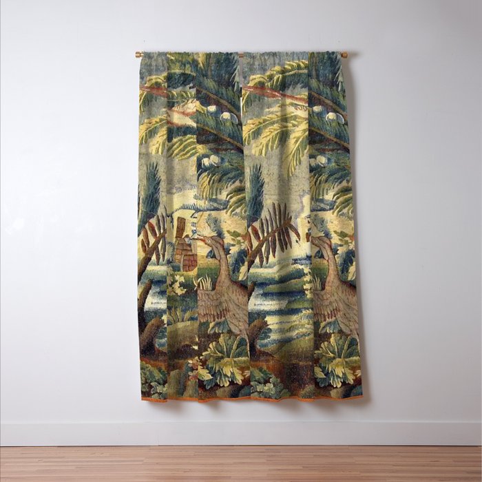 Antique 17th Century Flemish Chinoiserie Temple Landscape Tapestry Window Curtain Gallery Image 3