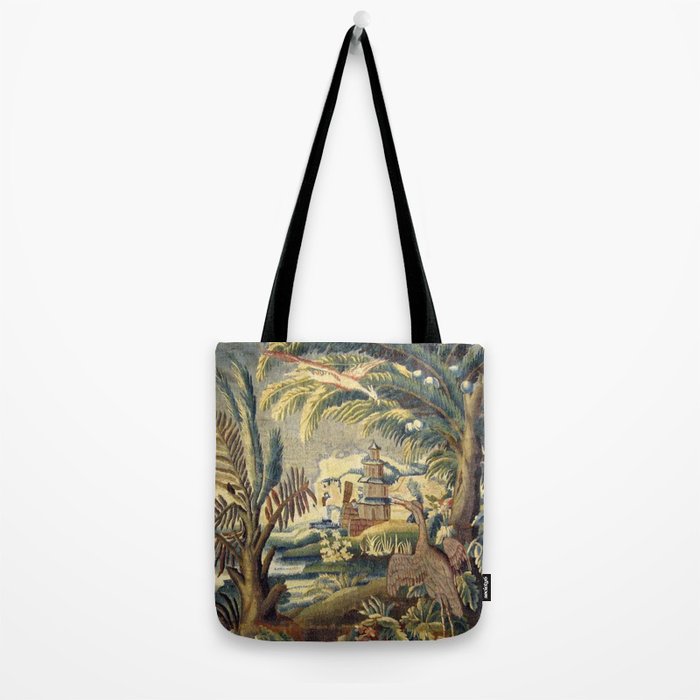 Antique 17th Century Flemish Chinoiserie Temple Landscape Tapestry Tote Bag Gallery Image 2