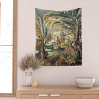 Antique 17th Century Flemish Chinoiserie Temple Landscape Tapestry Wall Tapestry Gallery Image 2